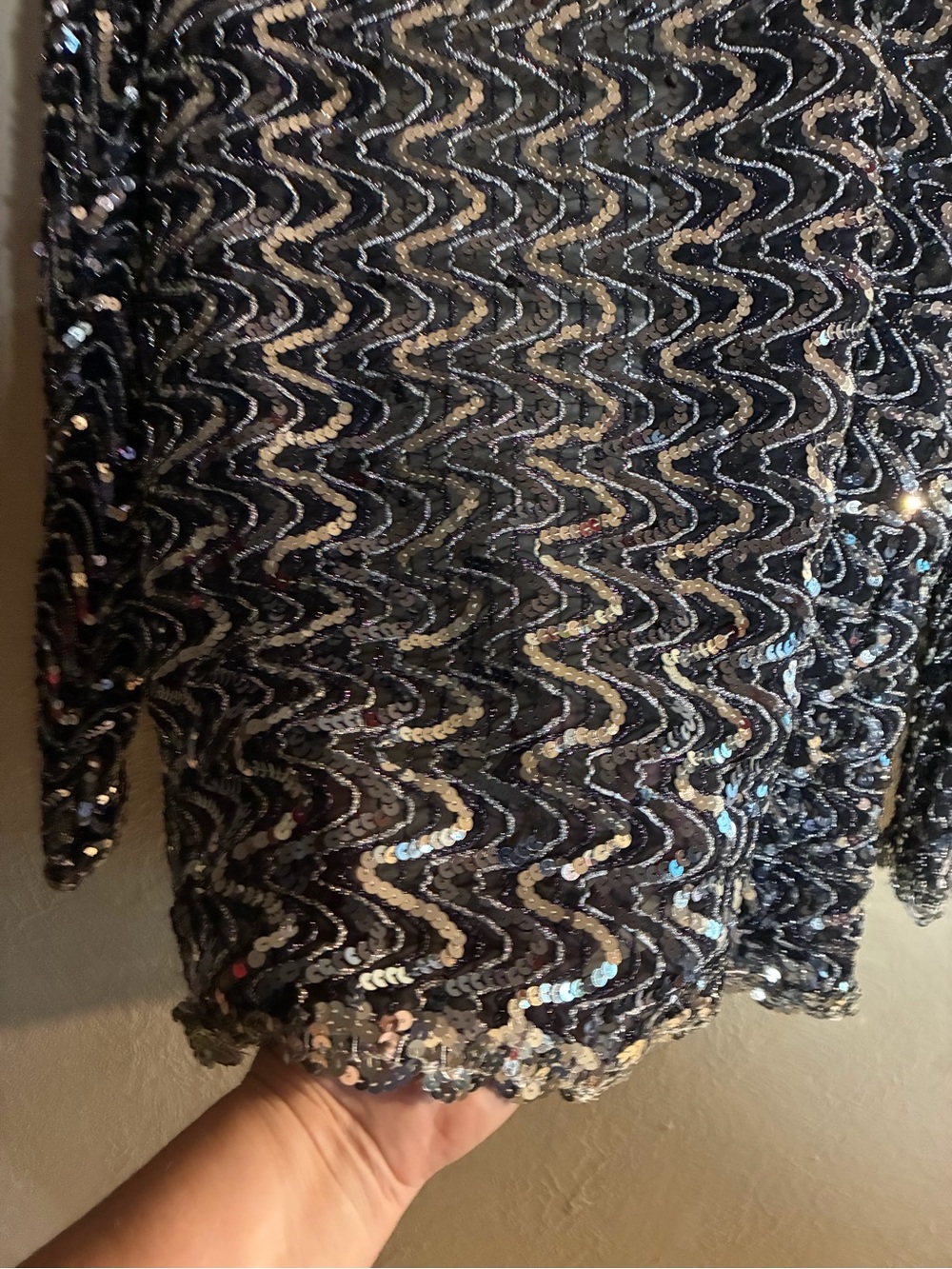 Black Sequin Open-Front Evening Cardigan,Disco sparkle, Fancy - Picture 15 of 15